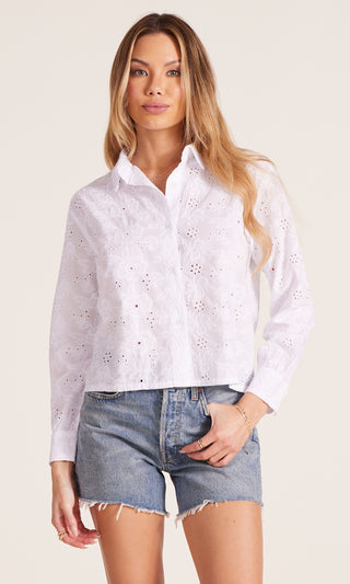 Bobi Cropped Button Up Eyelet Top - Premium clothing at Lonnys NY - Just $110! Shop Womens clothing now