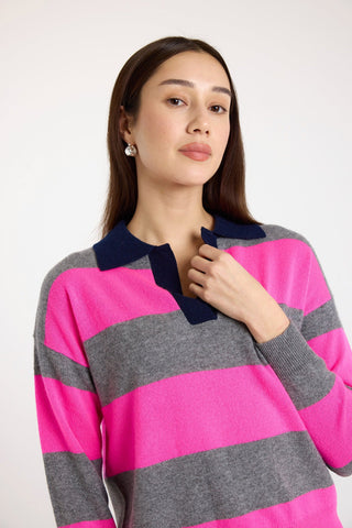 Brodie Ruby Rugby Polo Sweater