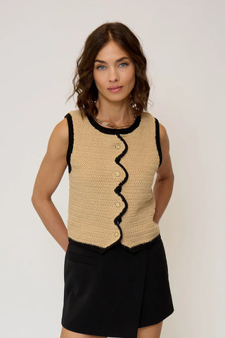 Rose Scallop Edge Tank Top Vest - Premium clothing at Lonnys NY - Just $130! Shop Womens clothing now