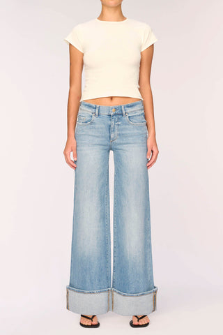DL1961 Hepburn Wide Leg Cuffed Jeans - Premium Jeans at Lonnys NY - Just $229! Shop Womens clothing now