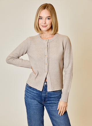 Design History Button Front Sweater