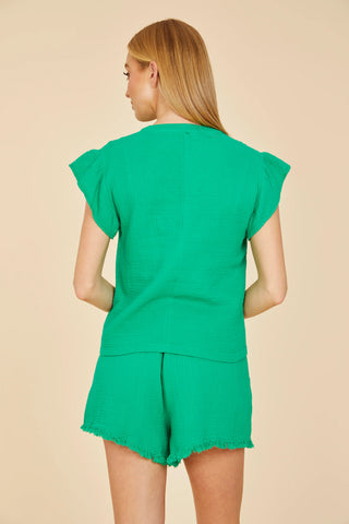 Dolce Cabo Flutter Sleeve Gauze Top - Premium clothing at Lonnys NY - Just $73! Shop Womens clothing now