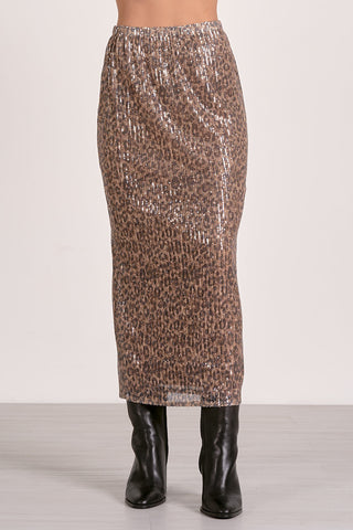 Elan Cheetah Sequin Skirt