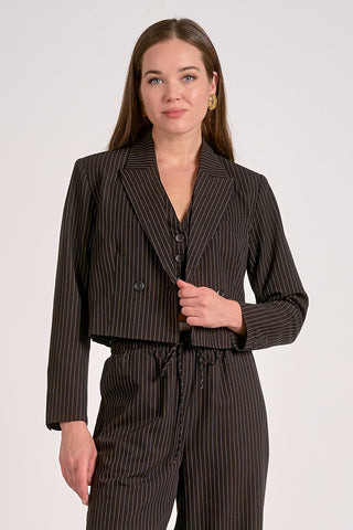 Elan Cropped Pinstripe Blazer