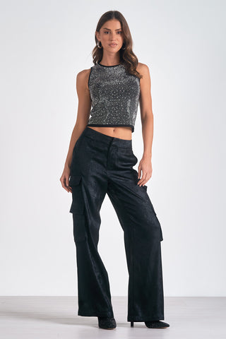 Elan Rhinestone Sweater Tank Top