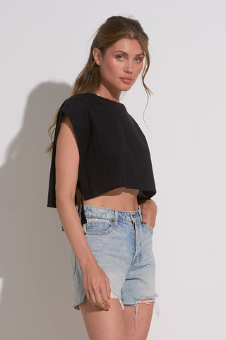 Elan Cropped Open Side Tie Top - Premium clothing at Lonnys NY - Just $59! Shop Womens clothing now