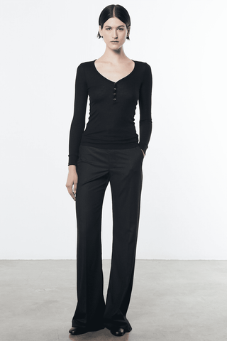 Enza Costa Cashmere Tencel Baby Rib L/S Henley - Premium  at Lonnys NY - Just $225! Shop Womens clothing now