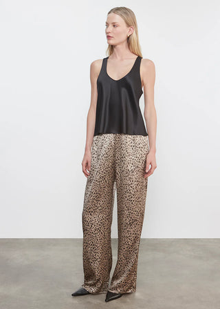 Enza Costa Silk Satin Cheetah Pants