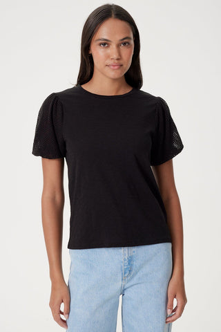 Goldie Isabella Fishnet Puff Sleeve Tee - Premium clothing at Lonnys NY - Just $105! Shop Womens clothing now