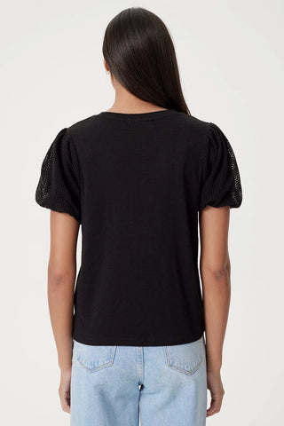 Goldie Isabella Fishnet Puff Sleeve Tee - Premium clothing at Lonnys NY - Just $105! Shop Womens clothing now