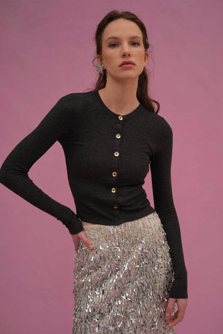 Goldie Marina Ribbed Cropped Cardigan