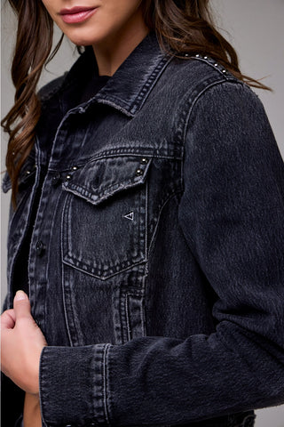 Hidden Charcoal Studded Trucker Jacket