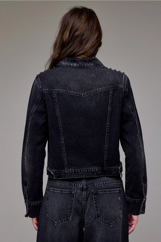 Hidden Charcoal Studded Trucker Jacket