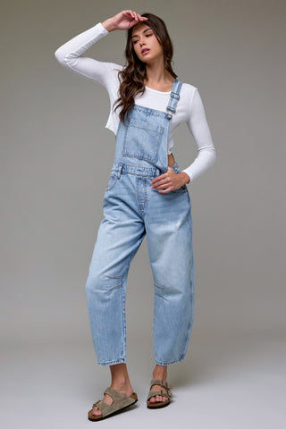 Hidden Dylan Barrel Leg Denim Overalls