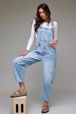 Hidden Dylan Barrel Leg Denim Overalls