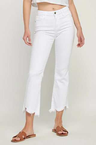 Hidden Happi Crop Flare Frayed Hem Jeans - Premium clothing at Lonnys NY - Just $82! Shop Womens clothing now