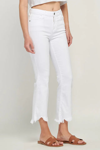 Hidden Happi Crop Flare Frayed Hem Jeans - Premium clothing at Lonnys NY - Just $82! Shop Womens clothing now