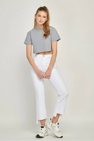 Hidden Happi Crop Flare Step Hem Jeans - Premium clothing at Lonnys NY - Just $91! Shop Womens clothing now