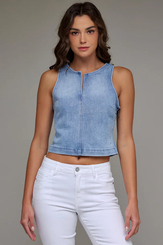 Hidden Denim Bodycon Tank Top