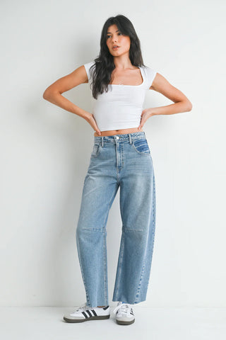 Just Black Denim Seamed Barrel Jeans - Premium clothing at Lonnys NY - Just $98! Shop Womens clothing now