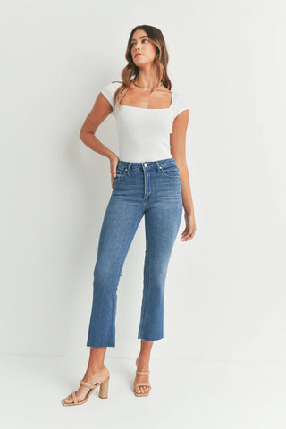 Just Black Denim Tonal Crop Flare Jeans - Premium clothing at Lonnys NY - Just $90! Shop Womens clothing now