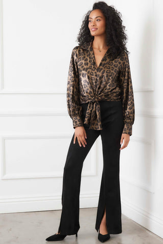 Karen Kane Tie Front Leopard Blouse