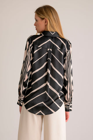 Lavender Brown Alivia Top - Black Chevron