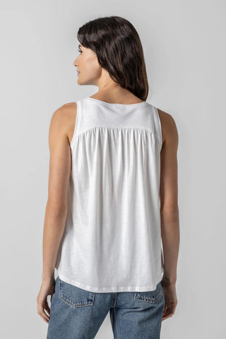 Lilla P Shirred Back V-Neck Tank Top - Premium clothing at Lonnys NY - Just $84! Shop Womens clothing now
