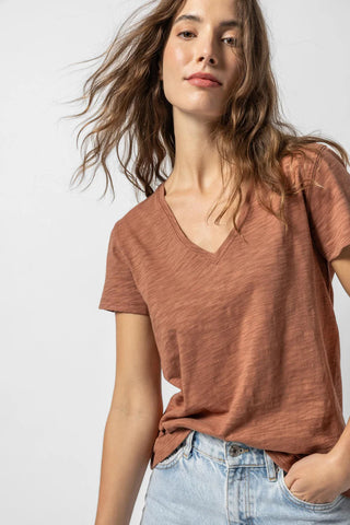Lilla P V-Neck Short Sleeve Back Seam T-Shirt - Premium Tee Shirt at Lonnys NY - Just $77! Shop Womens clothing now