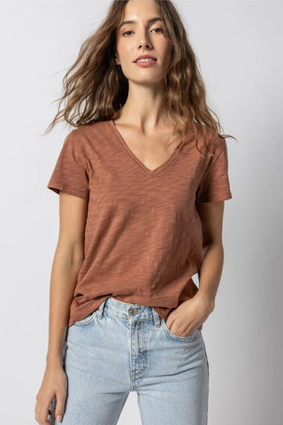 Lilla P V-Neck Short Sleeve Back Seam T-Shirt - Premium Tee Shirt at Lonnys NY - Just $77! Shop Womens clothing now