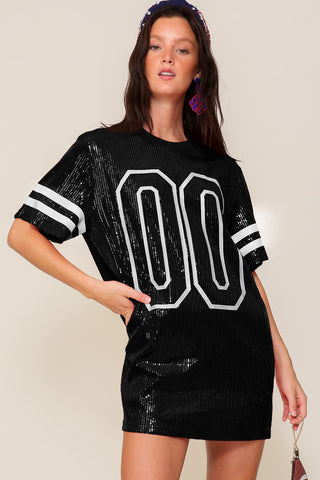 Love & Revenge Game Day Sequin Shirt Dress
