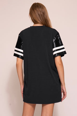 Love & Revenge Game Day Sequin Shirt Dress