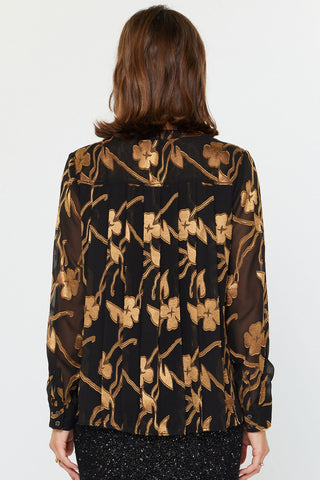Madison Floral Jacquard Button Down Blouse