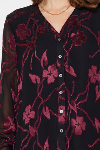 Madison Floral Jacquard Button Down Blouse