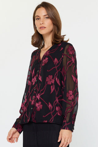 Madison Floral Jacquard Button Down Blouse