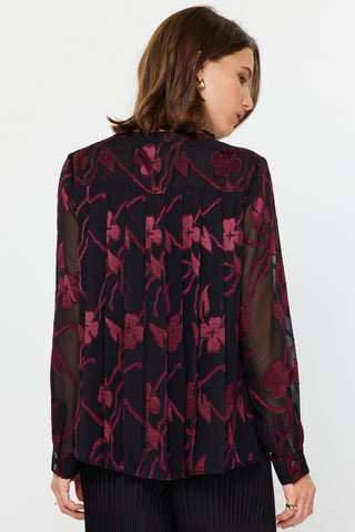 Madison Floral Jacquard Button Down Blouse