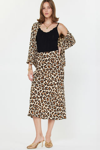Madison Leopard Print Midi Skirt