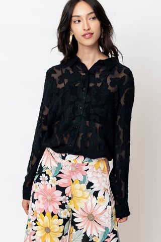 Madison Long Sleeve Burnout Button Down
