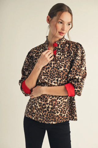 Madison Leopard Print Button Down Shirt