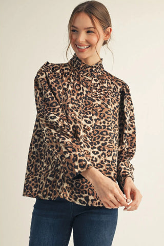Madison Leopard Print Button Down Shirt