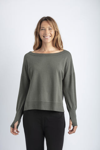 Mila Long Sleeve Open Neck Sweatshirt