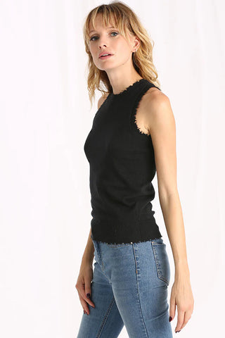 Minnie Rose Cotton Cashmere Frayed Tank - Premium tank top at Lonnys NY - Just $156! Shop Womens clothing now