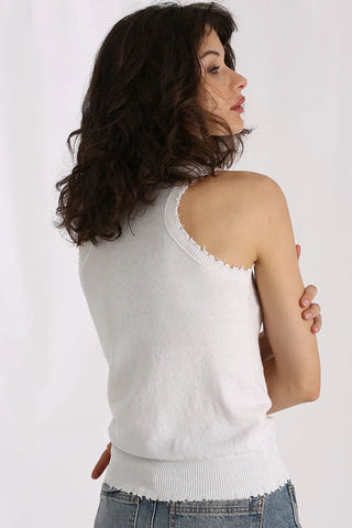 Minnie Rose Cotton Cashmere Frayed Tank - Premium tank top at Lonnys NY - Just $156! Shop Womens clothing now