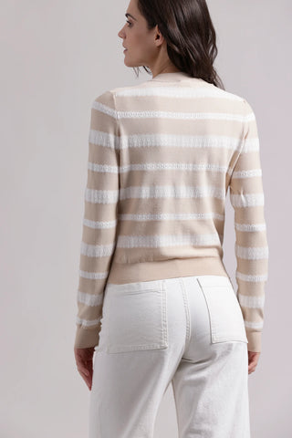 Minnie Rose Lace Striped Cardigan - Premium clothing at Lonnys NY - Just $299! Shop Womens clothing now