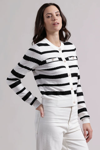 Minnie Rose Lace Striped Cardigan - Premium clothing at Lonnys NY - Just $299! Shop Womens clothing now