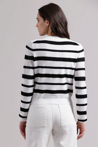 Minnie Rose Lace Striped Cardigan - Premium clothing at Lonnys NY - Just $299! Shop Womens clothing now