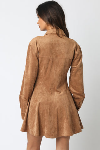Olivaceous Kira Suede Button Down Dress