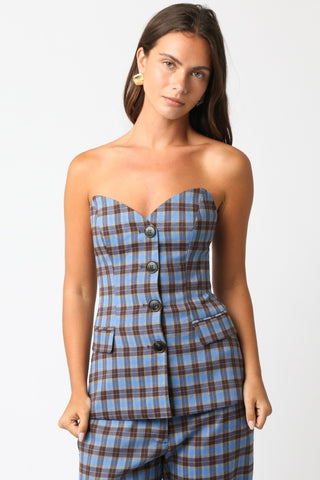 Olivaceous Monica Gingham Tube Top