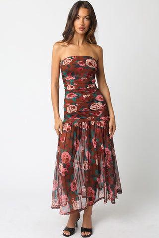 Olivaceous Evie Ruched Dress