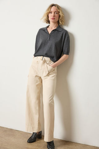 Lilla P Drop Shoulder Polo Sweater